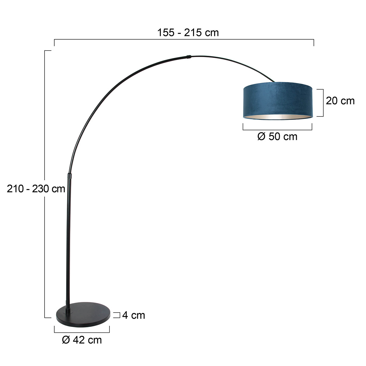 Lampadaire en arc avec abat-jour bleu Steinhauer Sparkled light acier – Image 6
