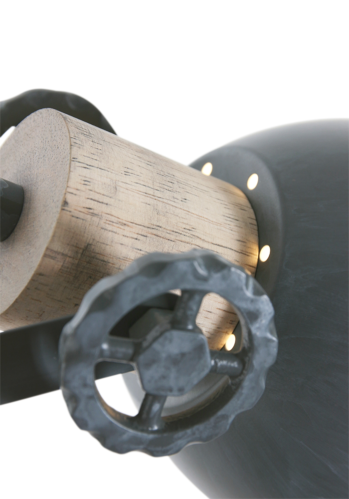 Lampadaire en bois avec abat-jour gris Mexlite Gearwood – Image 4