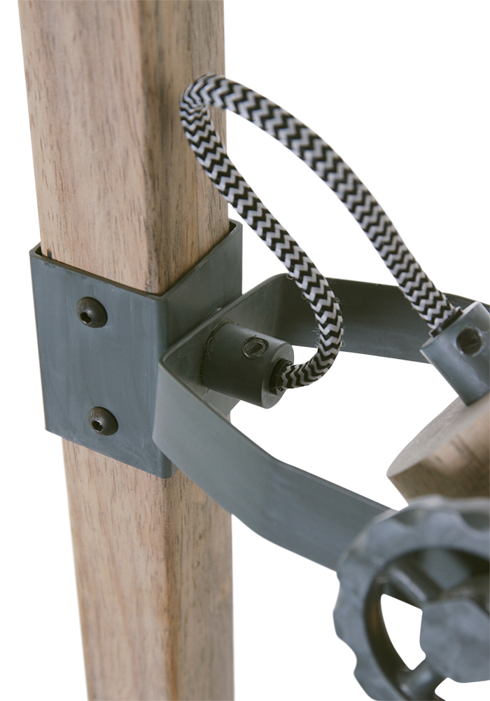 Lampadaire en bois avec abat-jour gris Mexlite Gearwood – Image 5