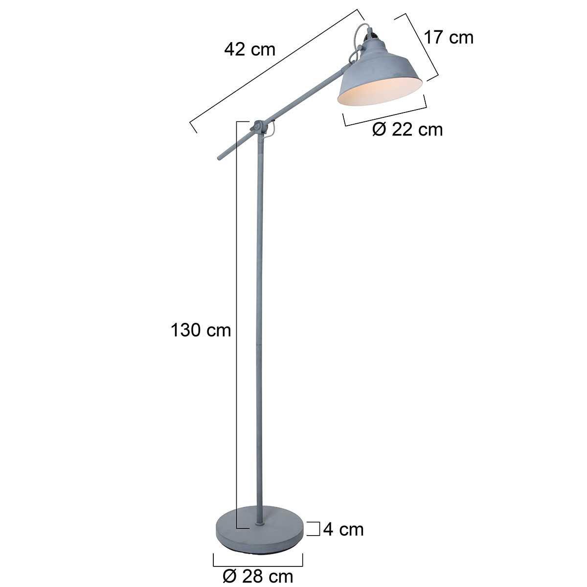 Lampadaire industriel en métal gris Mexlite Nove – Image 7