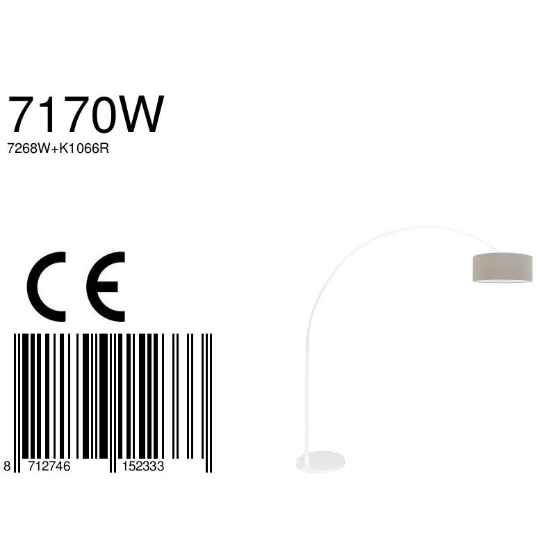 Lampadaire incurvé et abat-jour marron Steinhauer Sparkled light gris et opaque – Image 8