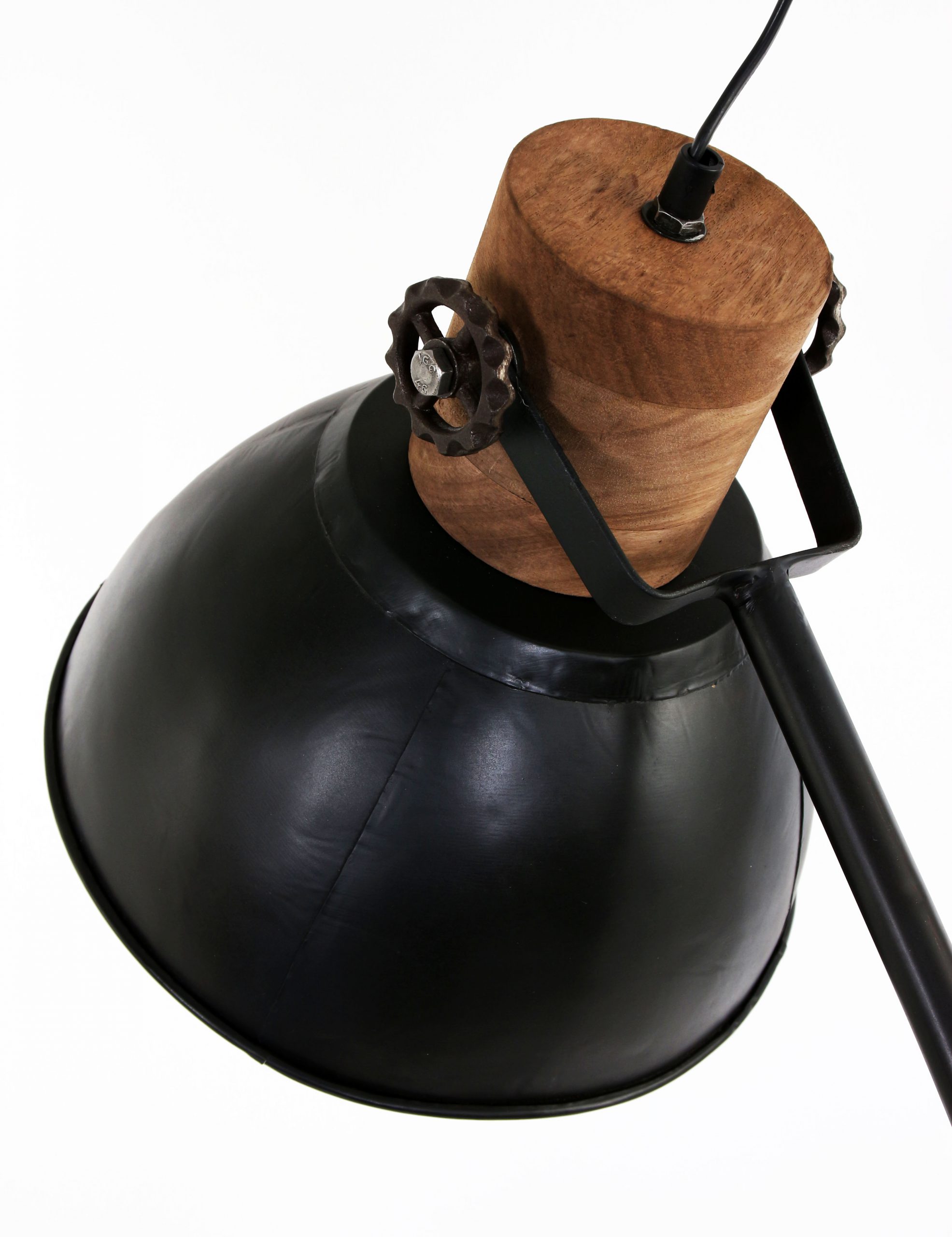 Lampadaire industriel avec détails bois Light & Living Jody noir – Image 5