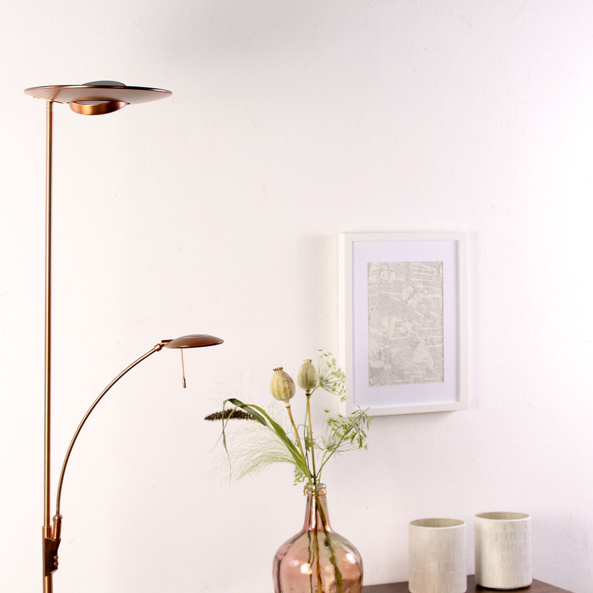 Lampadaire laiton vieilli classique Steinhauer Zenith led bronze et opaque – Image 4