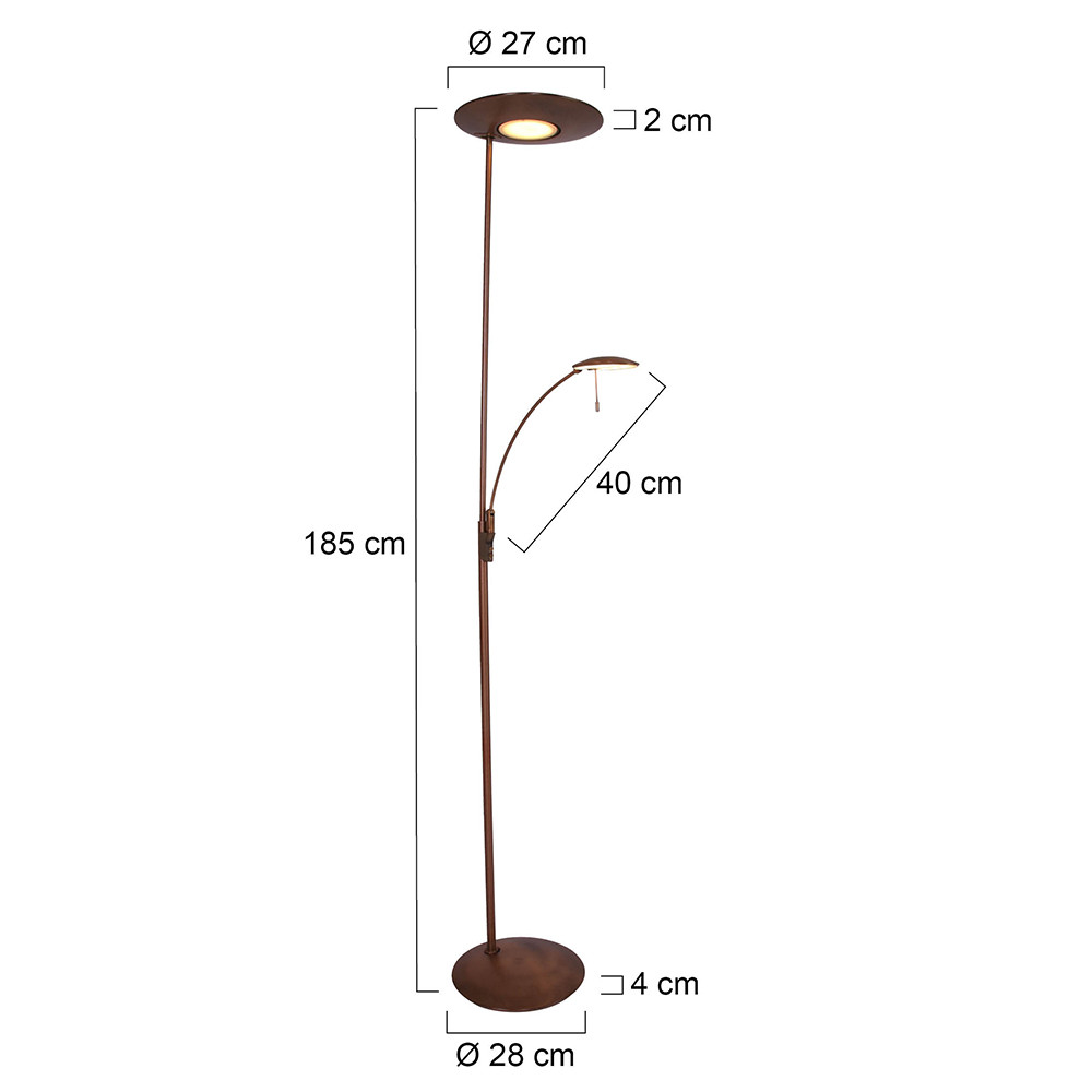 Lampadaire laiton vieilli classique Steinhauer Zenith led bronze et opaque – Image 8