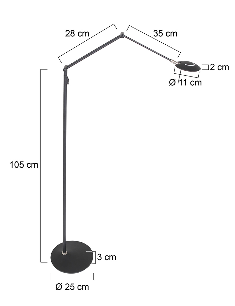 Lampadaire LED avec bras articulé noir Steinhauer Zodiac – Image 17