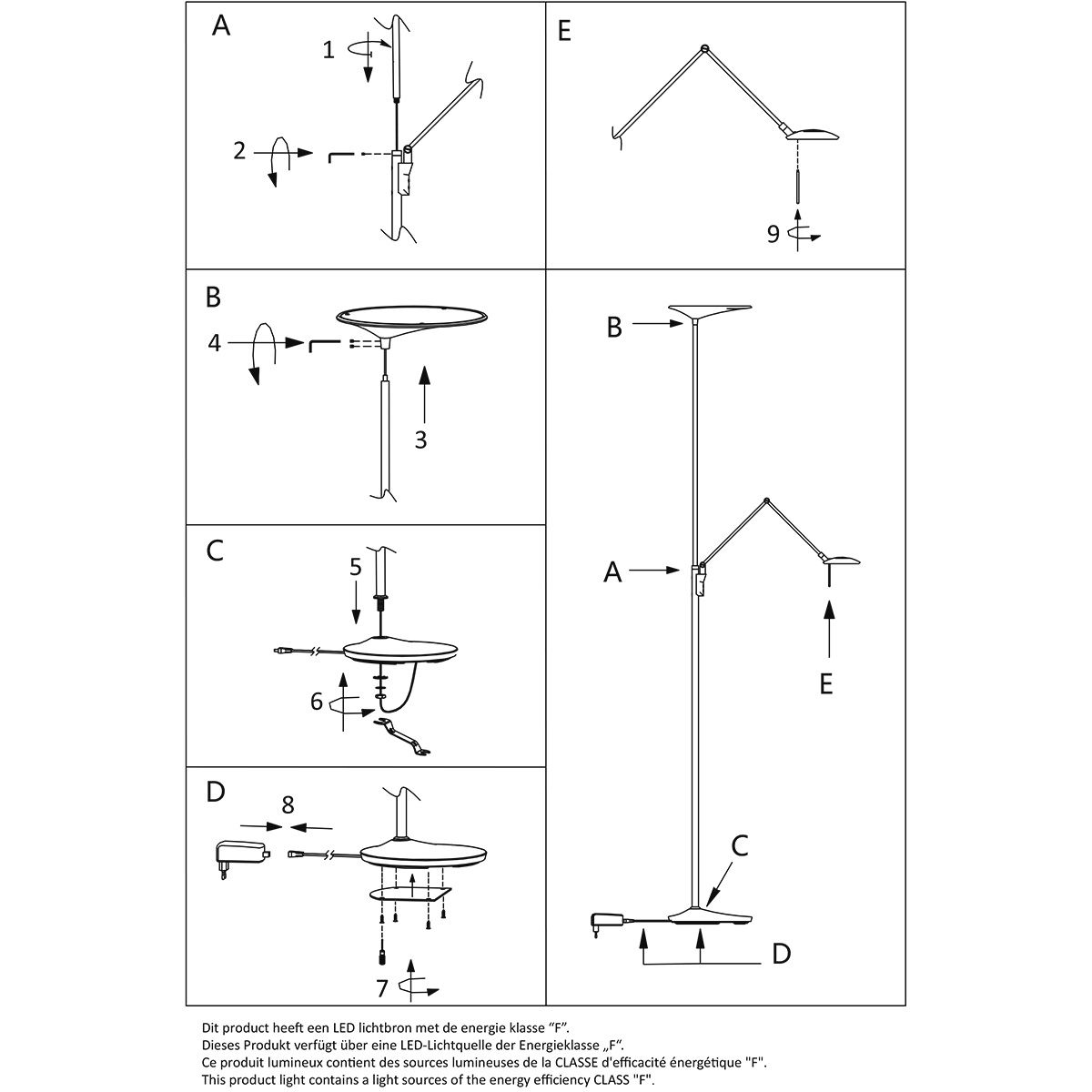 Lampadaire LED avec lampe de lecture Steinhauer Zodiac acier – Image 10