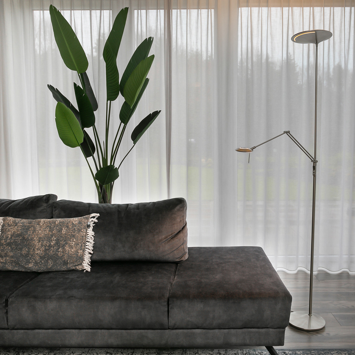 Lampadaire LED avec lampe de lecture Steinhauer Zodiac acier – Image 3