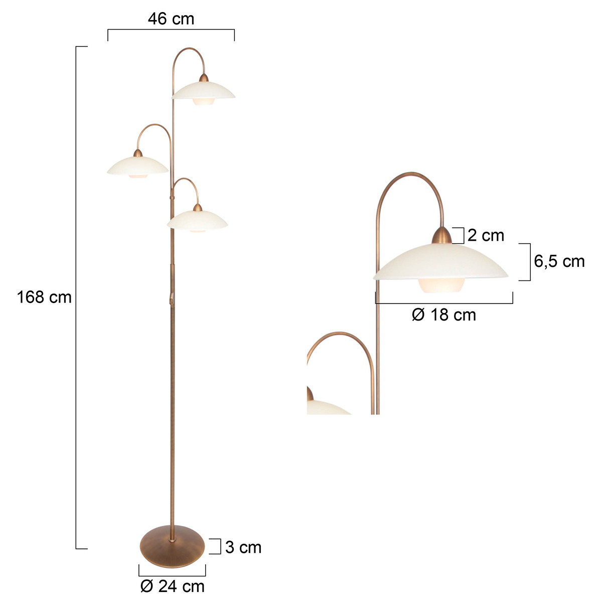 Lampe sur pied classique en métal et verre bronze Steinhauer Sovereign classic – Image 6