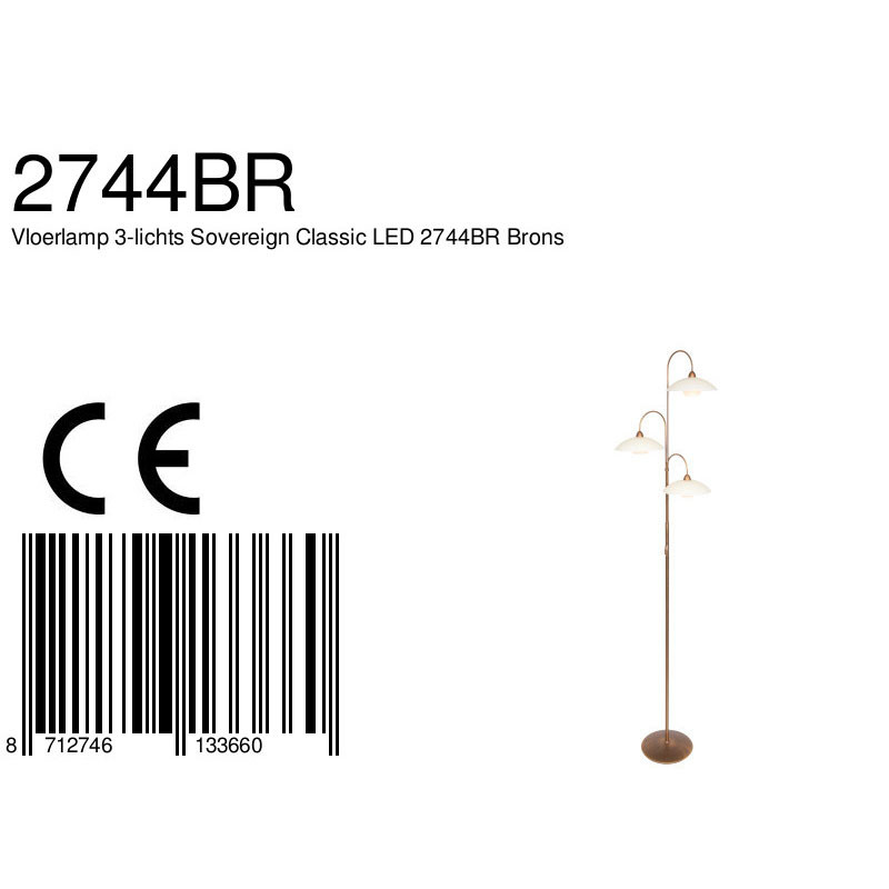 Lampe sur pied classique en métal et verre bronze Steinhauer Sovereign classic – Image 7