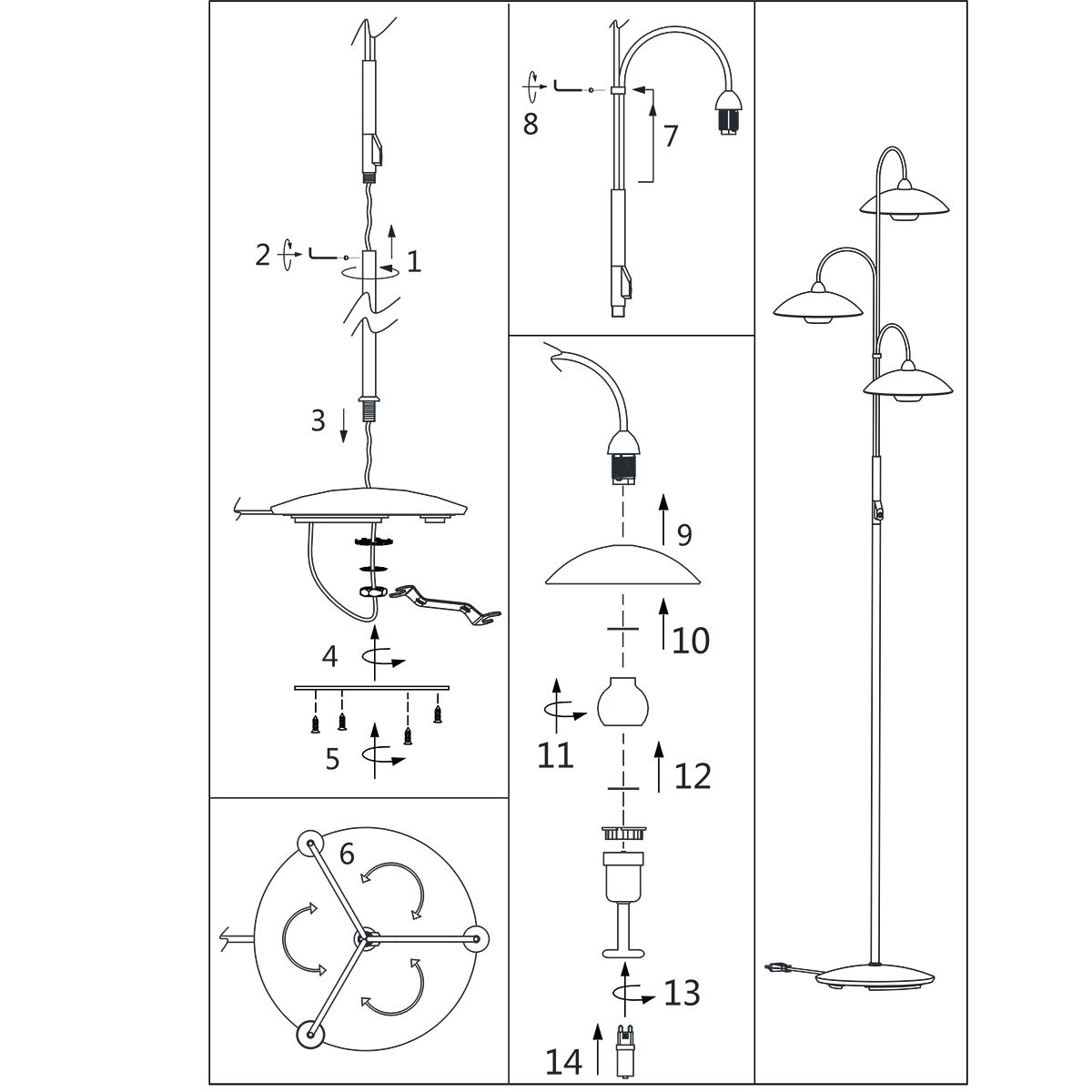 Lampe sur pied classique en métal et verre bronze Steinhauer Sovereign classic – Image 8