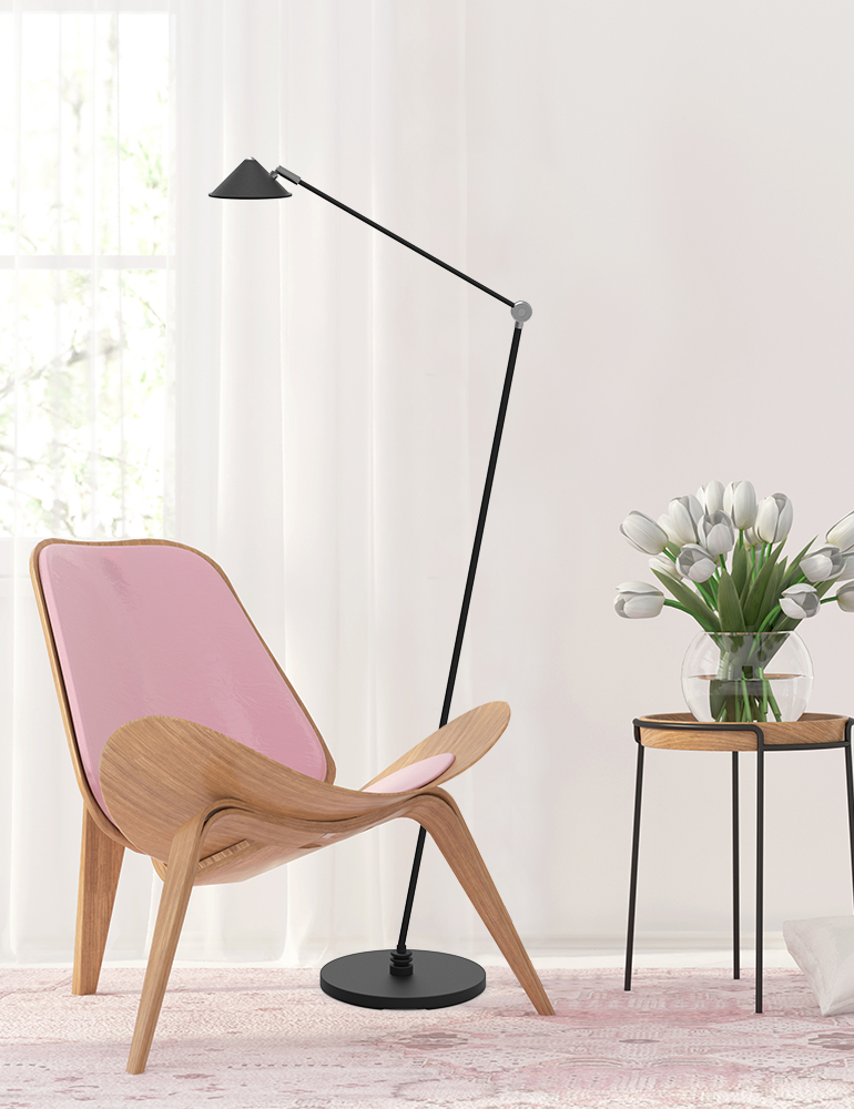 Lampadaire LED design noir aux bras articulés Steinhauer Punkt led chrome et noir – Image 3