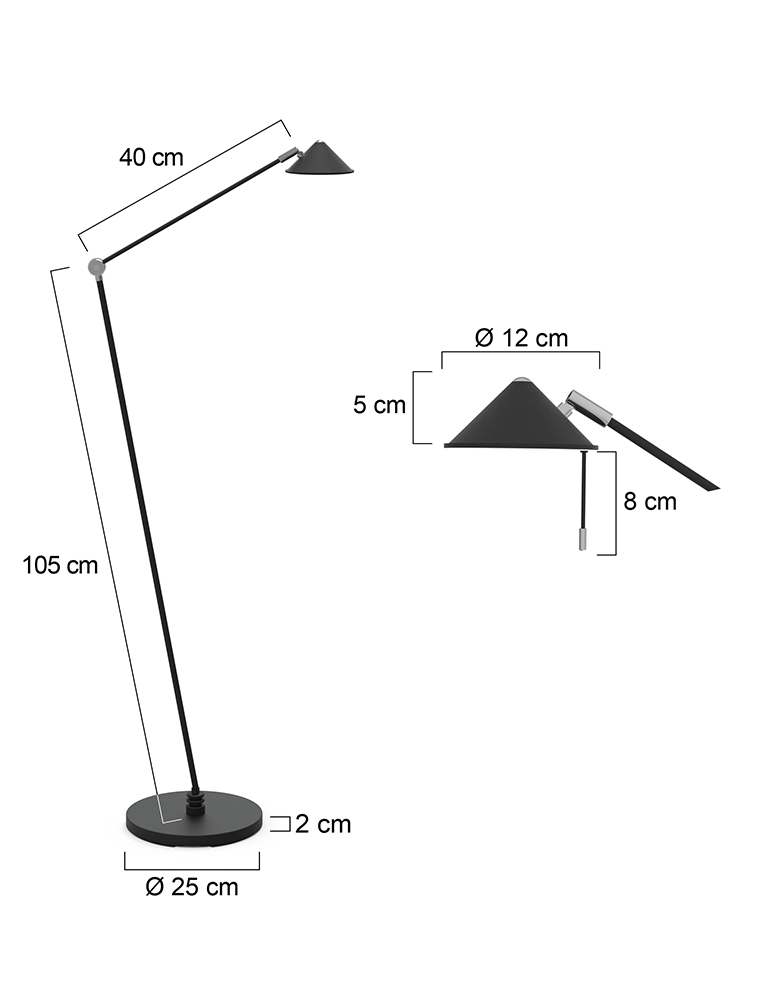 Lampadaire LED design noir aux bras articulés Steinhauer Punkt led chrome et noir – Image 7