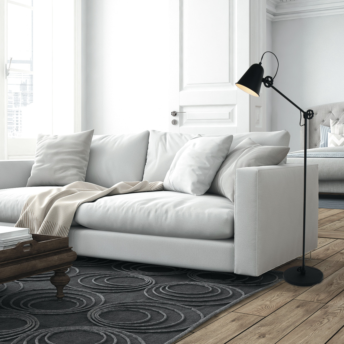 Lampe de lecture industrielle sur pied Anne Light & Home Dolphin – Image 3