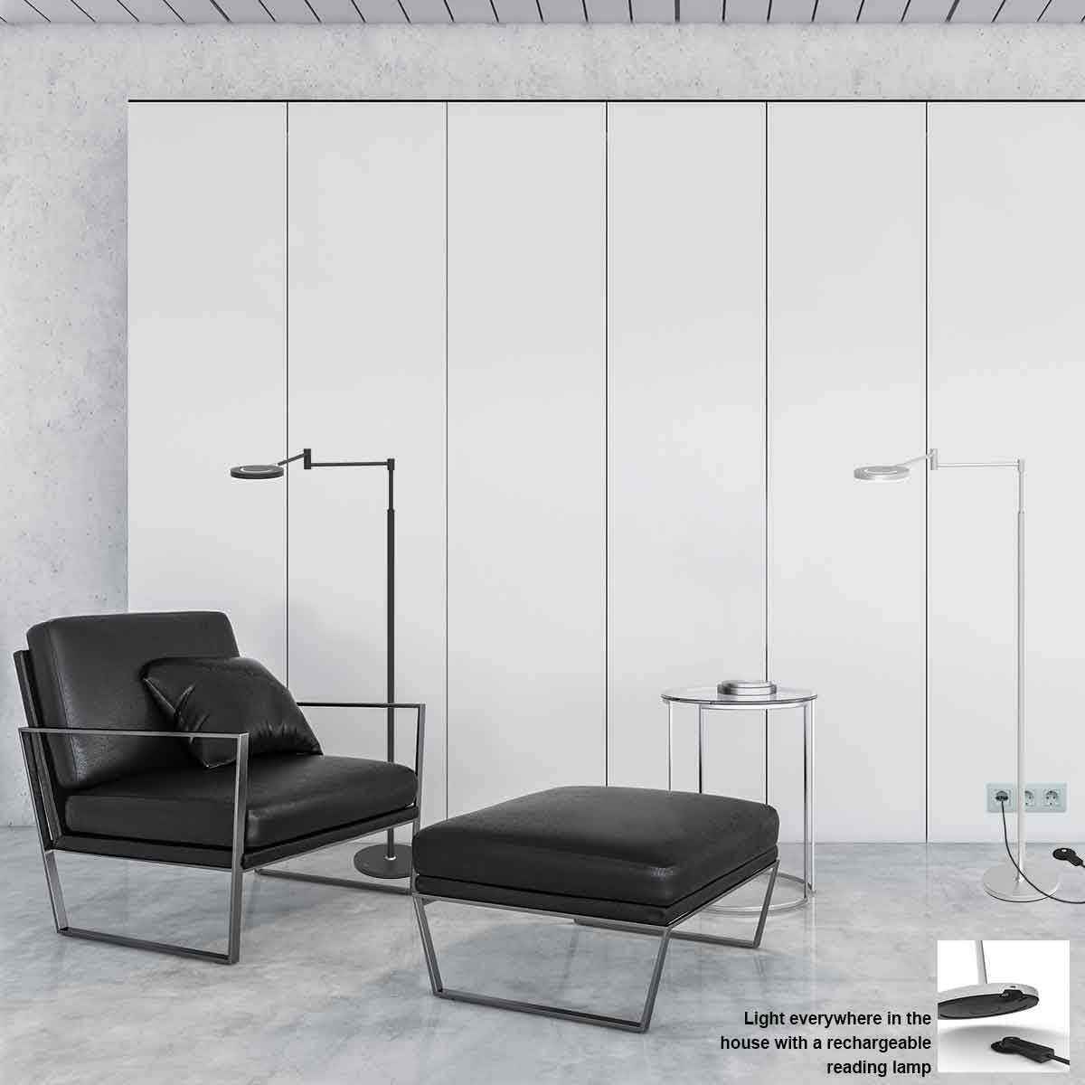 Lampadaire de sol moderne noir à batterie avec bras pivotant Steinhauer Soleil – Image 3