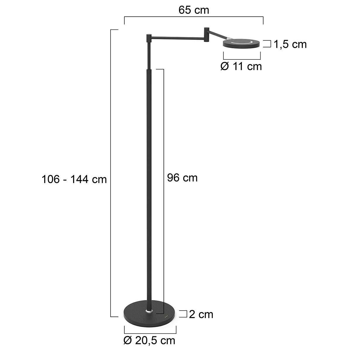 Lampadaire moderne noir avec abat-jour rond Steinhauer Soleil noir – Image 8