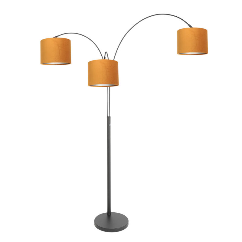 lampadaire-moderne-noir-avec-abat-jours-orange-steinhauer-sparkled-light-3824zw-13