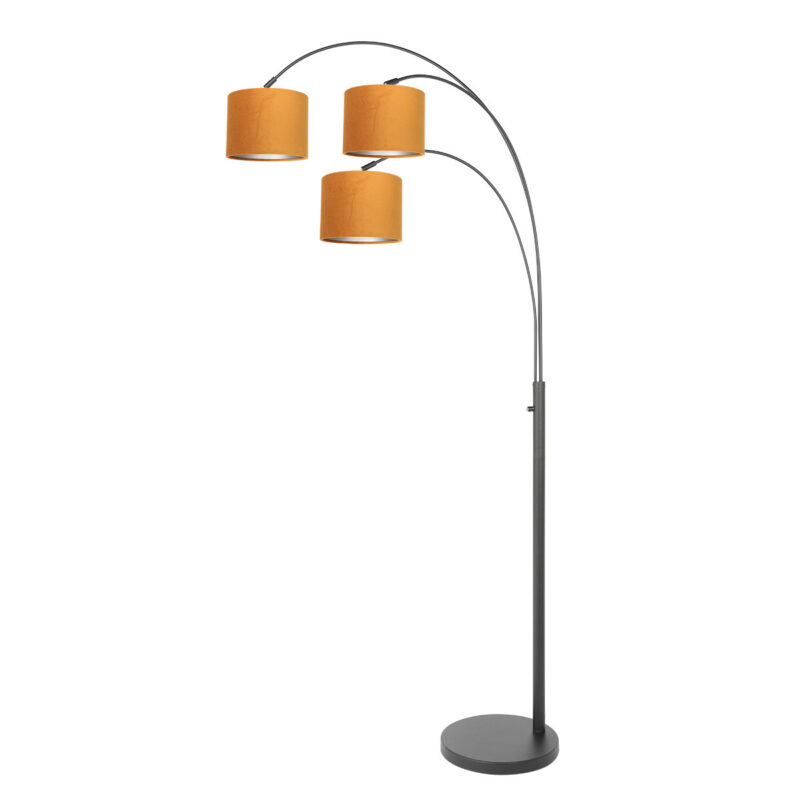 lampadaire-moderne-noir-avec-abat-jours-orange-steinhauer-sparkled-light-3824zw-2