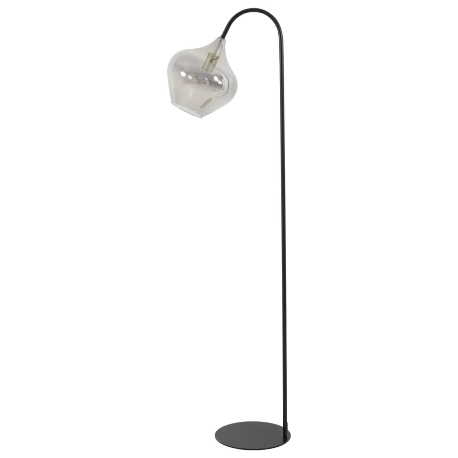 Lampadaire moderne noir avec globe en verre Light & Living Rakel – Image 2