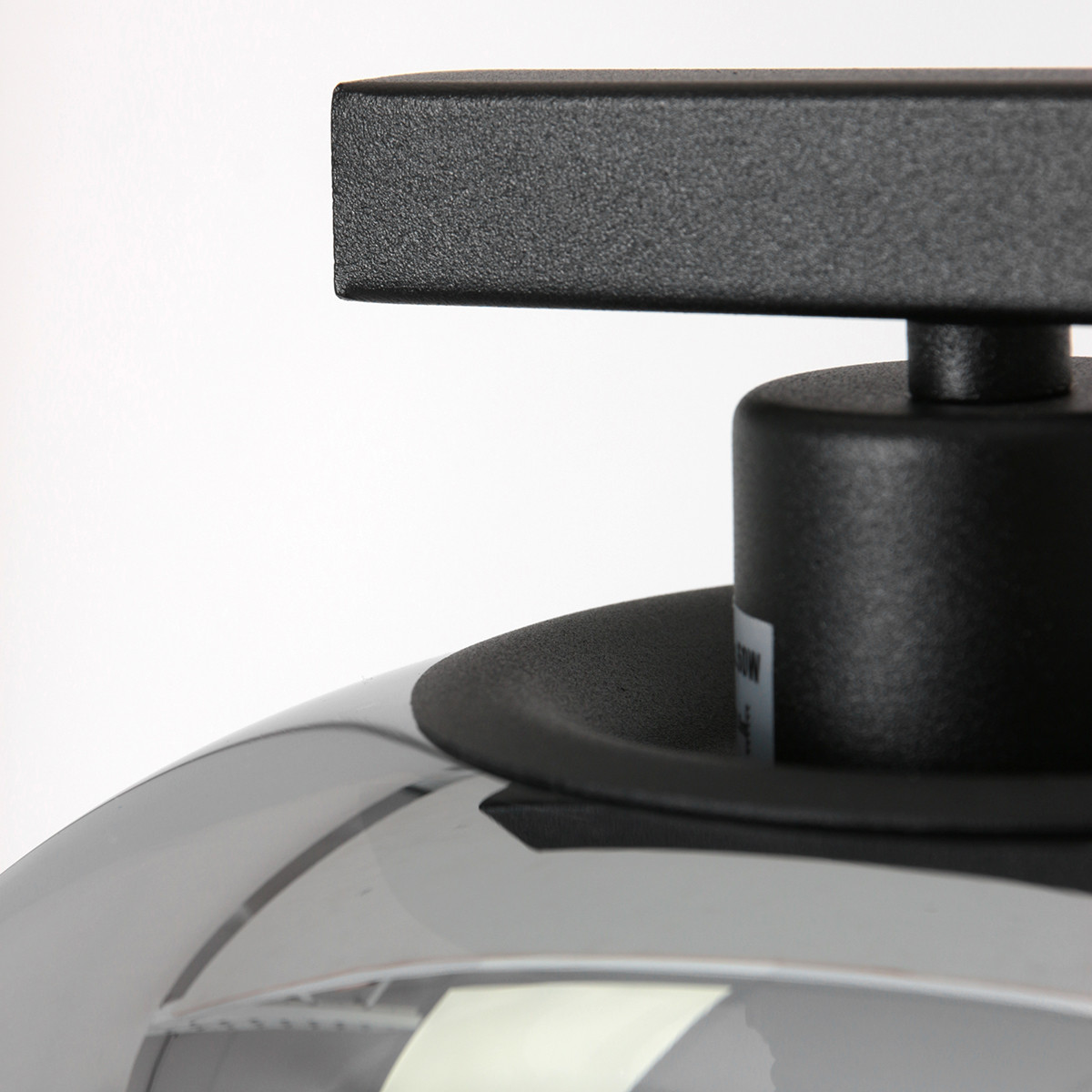 Lampadaire industriel noir avec boule de verre fumé Steinhauer Stang – Image 8