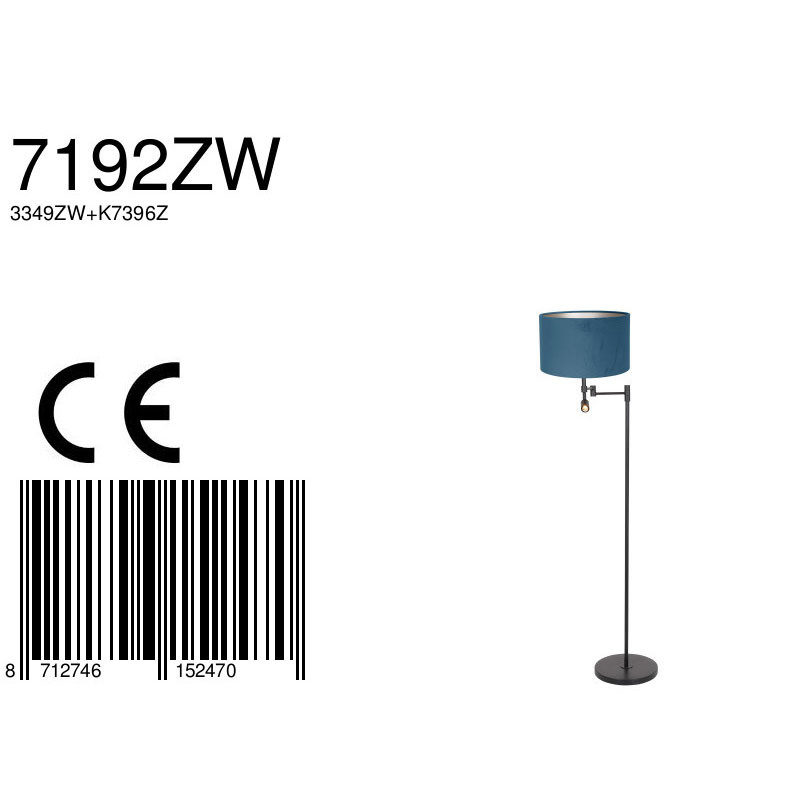 Lampadaire moderne Steinhauer Stang liseuse bleu et noir – Image 7