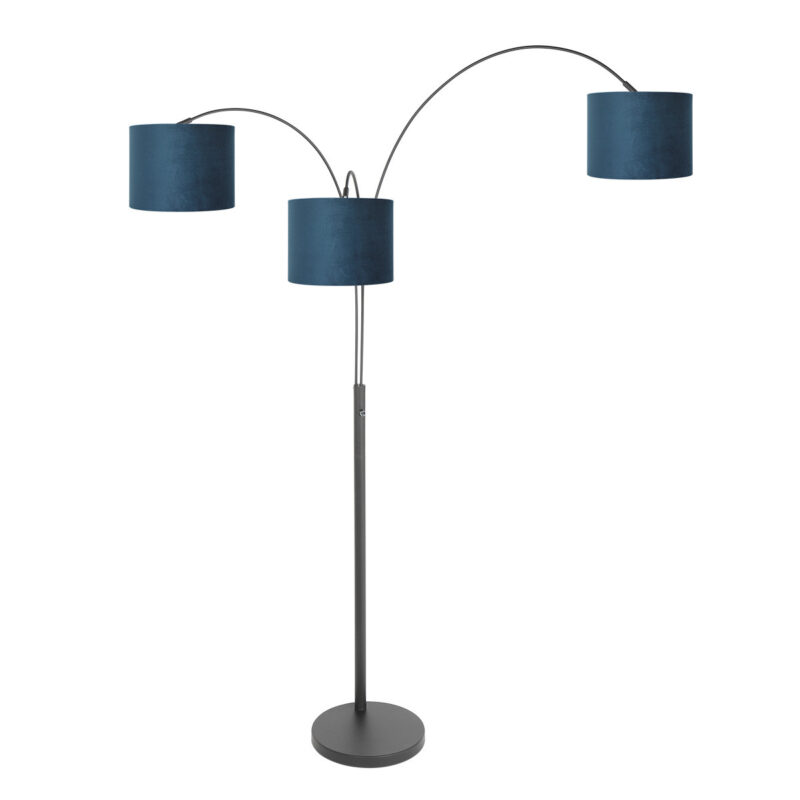 lampadaire-noir-avec-abat-jours-bleus-steinhauer-sparkled-light-3828zw-14