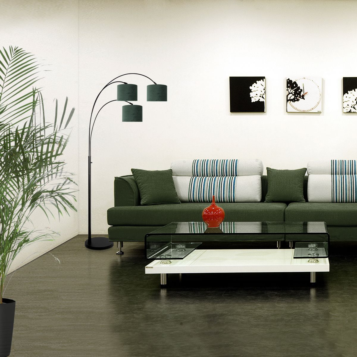 Lampadaire noir avec abat-jours verts Steinhauer Sparkled light – Image 3