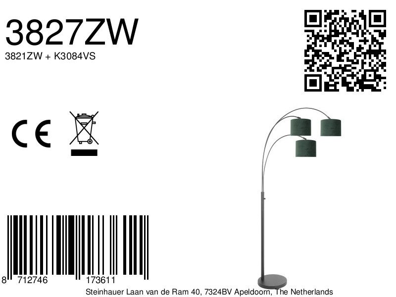 Lampadaire noir avec abat-jours verts Steinhauer Sparkled light – Image 7