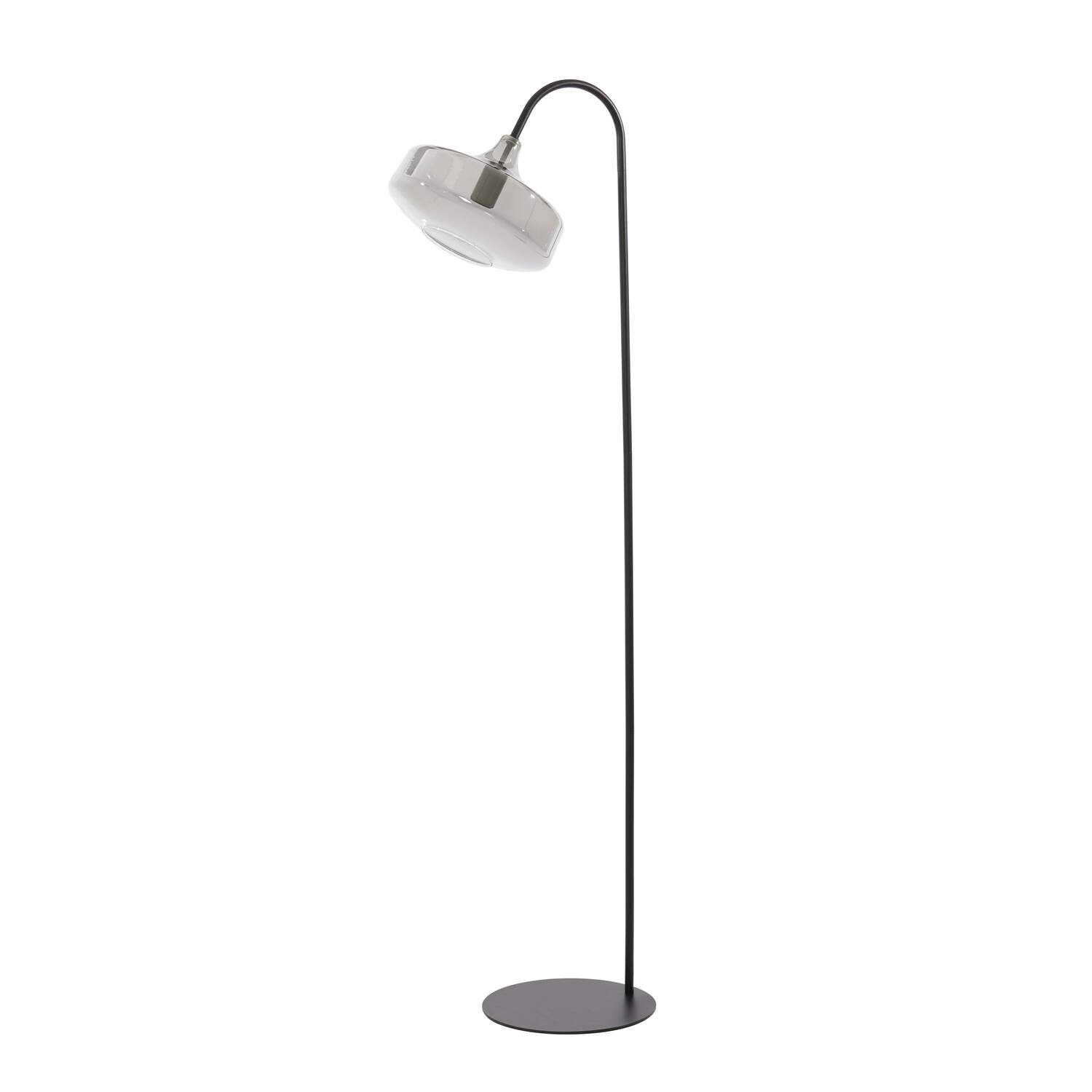 Lampadaire rétro noir avec abat-jour en verre fumé Light & Living Solna – Image 2