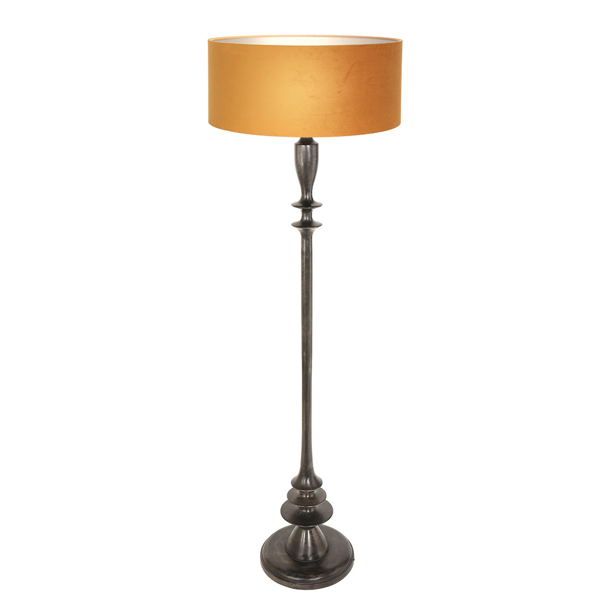 Lampadaire rétro orange et noir Steinhauer Bois noirantique et or – Image 2