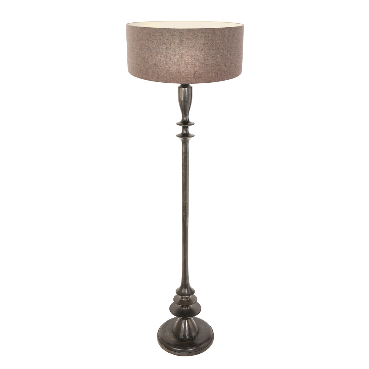 Lampadaire rustique marron noir Steinhauer Bois noirantique et gris – Image 2