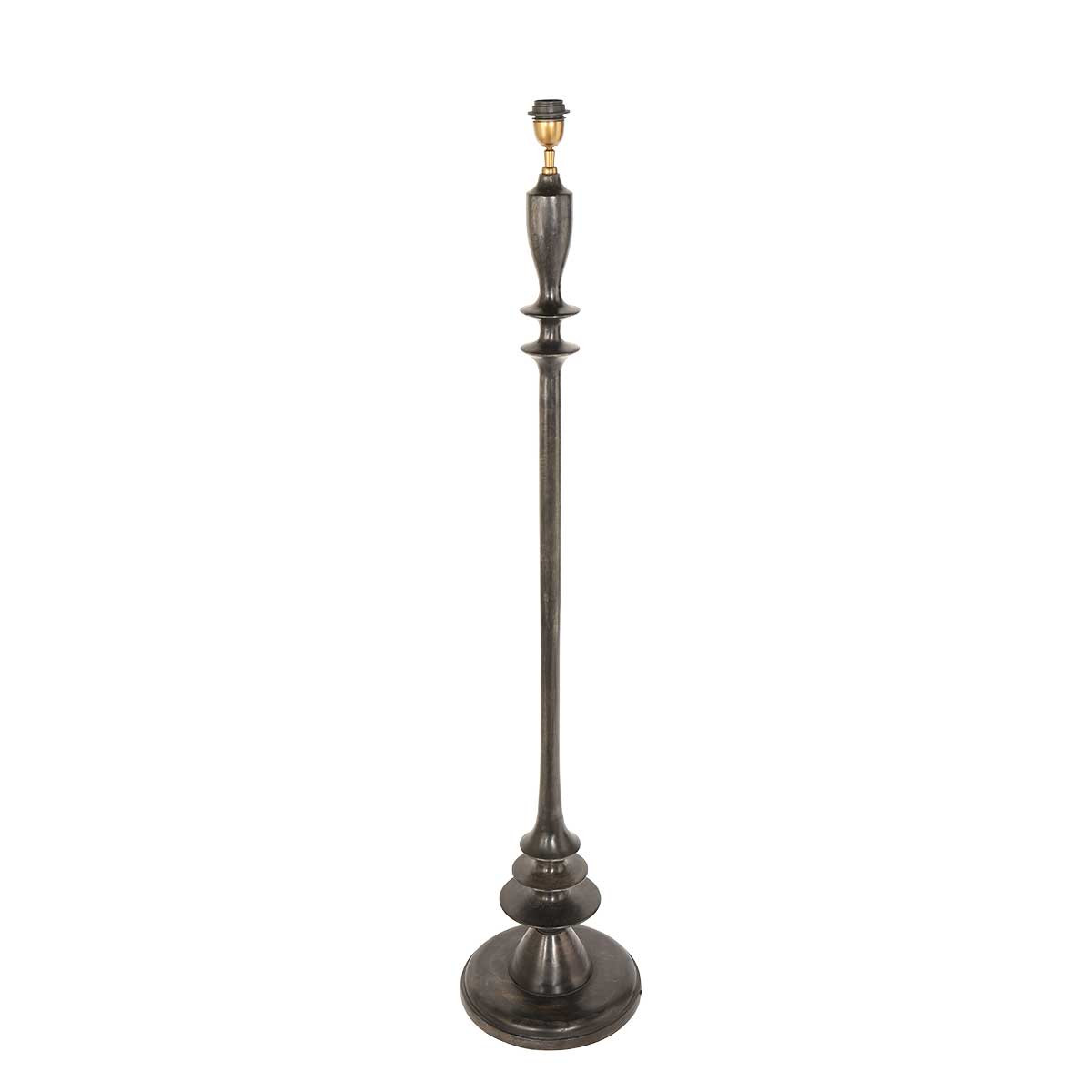 Lampadaire rustique rond en rotin noir Steinhauer Bois noirantique et naturel – Image 14