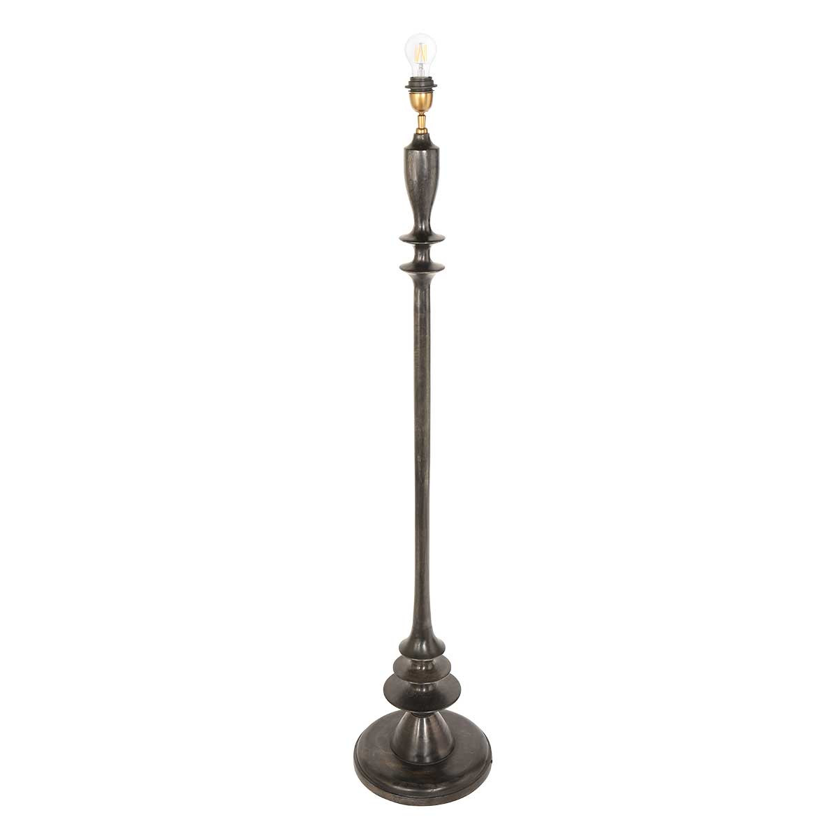 Lampadaire rustique rond en rotin noir Steinhauer Bois noirantique et naturel – Image 6