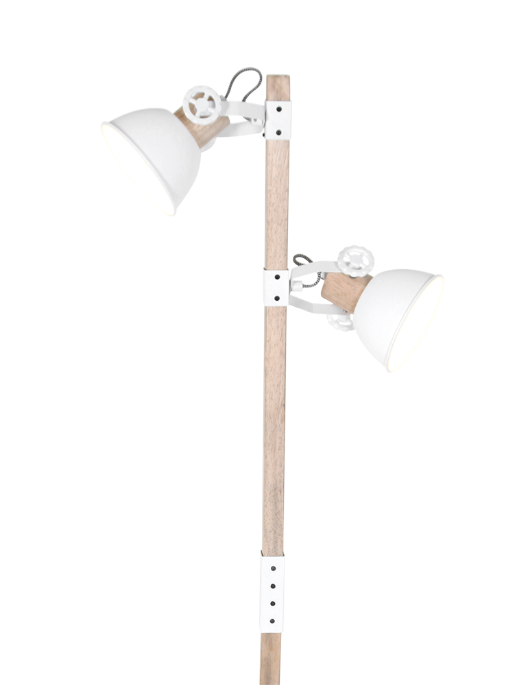 Lampadaire scandinave abat-jour Mexlite Gearwood blanc – Image 2