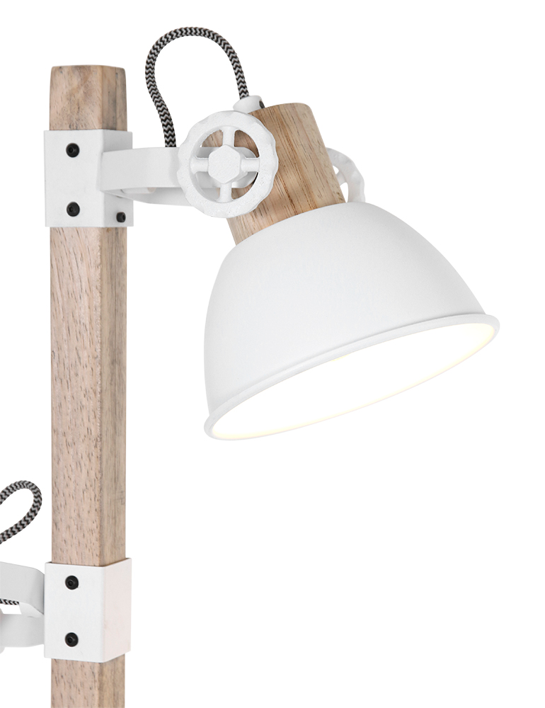 Lampadaire scandinave abat-jour Mexlite Gearwood blanc – Image 5