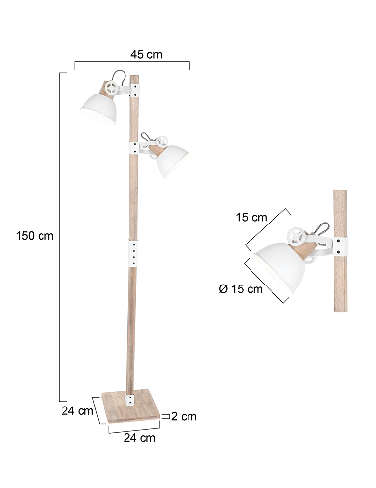 Lampadaire scandinave abat-jour Mexlite Gearwood blanc – Image 6