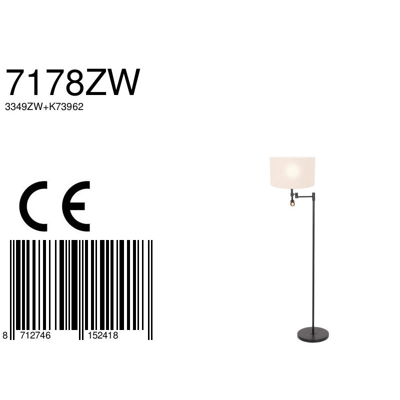 Lampadaire Steinhauer Stang blanc et noir – Image 7