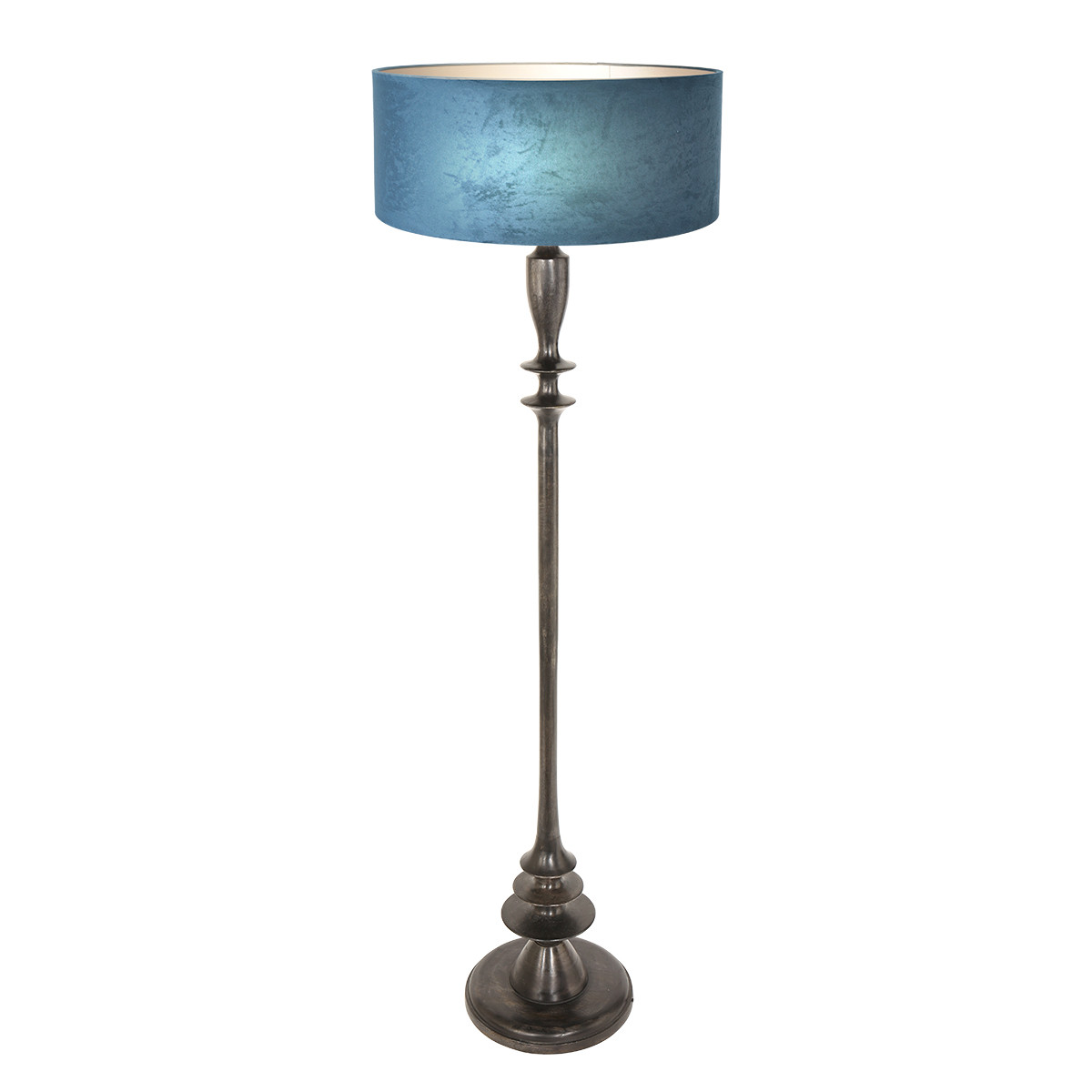 Lampadaire vintage bleu pied noir Steinhauer Bois noirantique et bleu – Image 2
