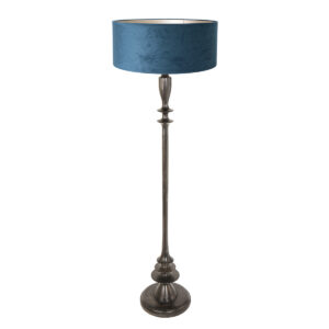 lampadaire-vintage-bleu-pied-noir-steinhauer-bois-noirantique-et-bleu-3781zw