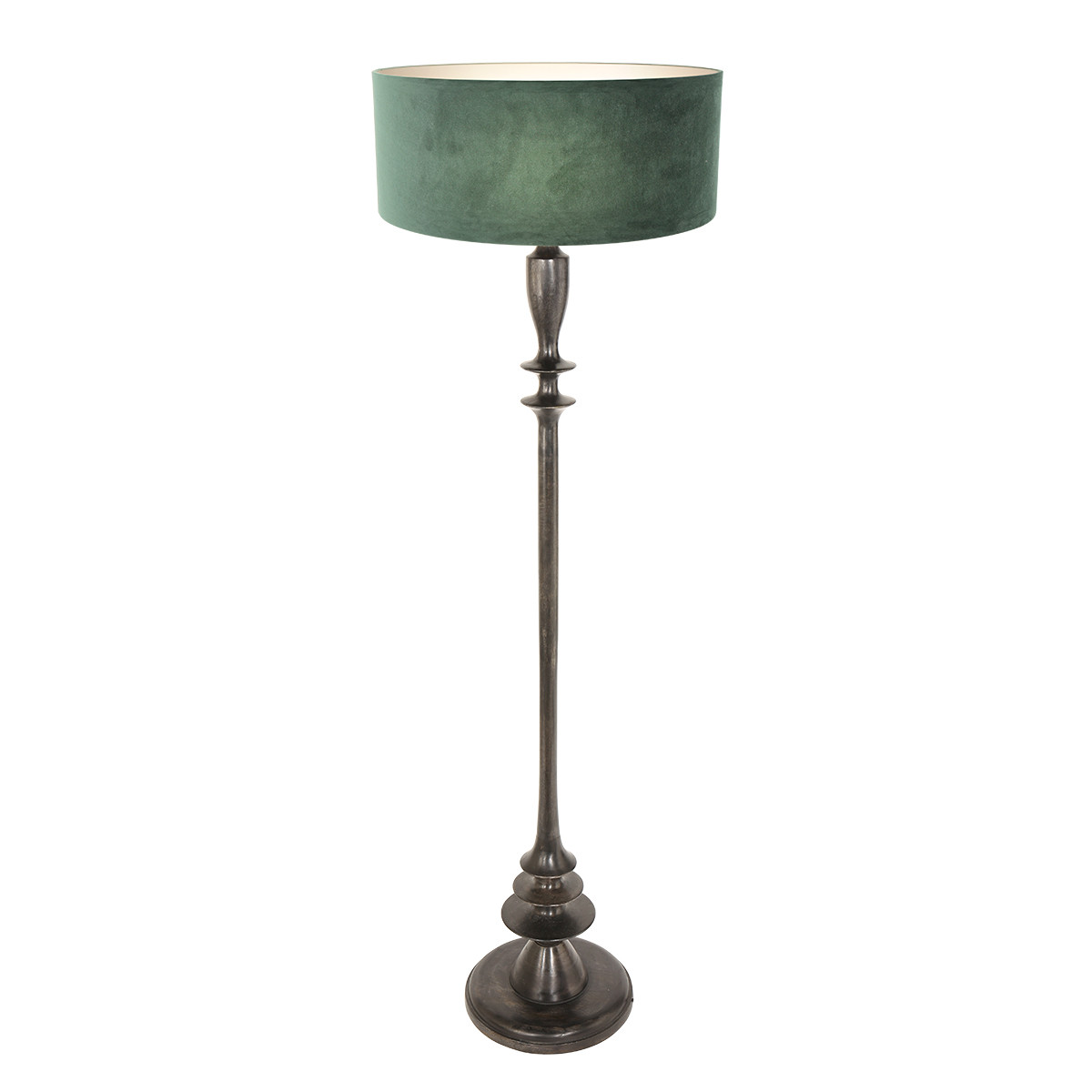 Lampadaire vintage velours vert noir Steinhauer Bois noirantique et vert – Image 2
