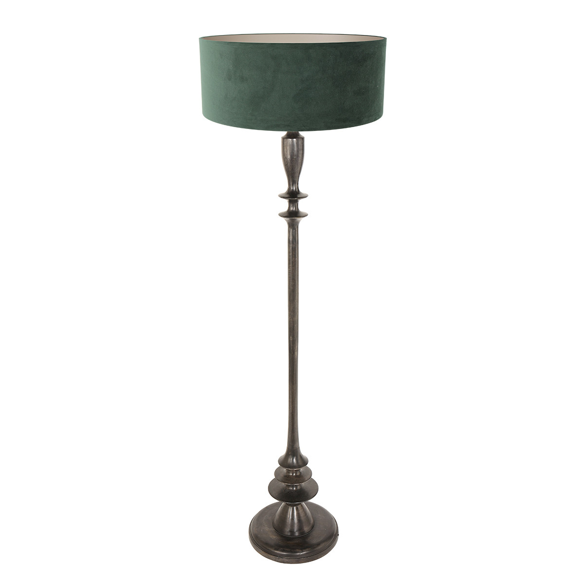lampadaire-vintage-velours-vert-noir-steinhauer-bois-noirantique-et-vert-3780zw