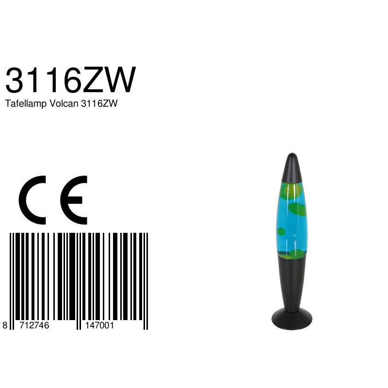 Lampe lave noire avec lave jaune Mexlite Volcan – Image 7