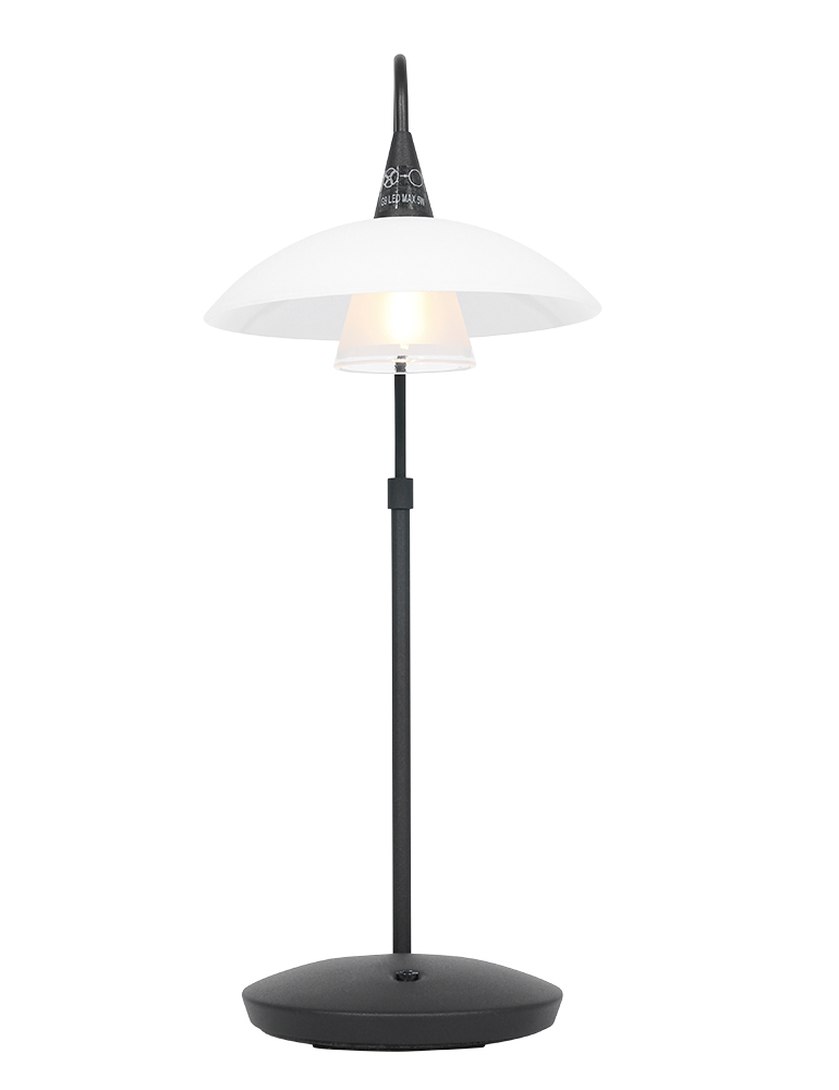 Lampe à pied courbé avec abat-jour en verre Tallerken Steinhauer métal et blanc – Image 10