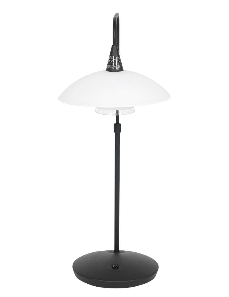 Lampe à pied courbé avec abat-jour en verre Tallerken Steinhauer métal et blanc – Image 11