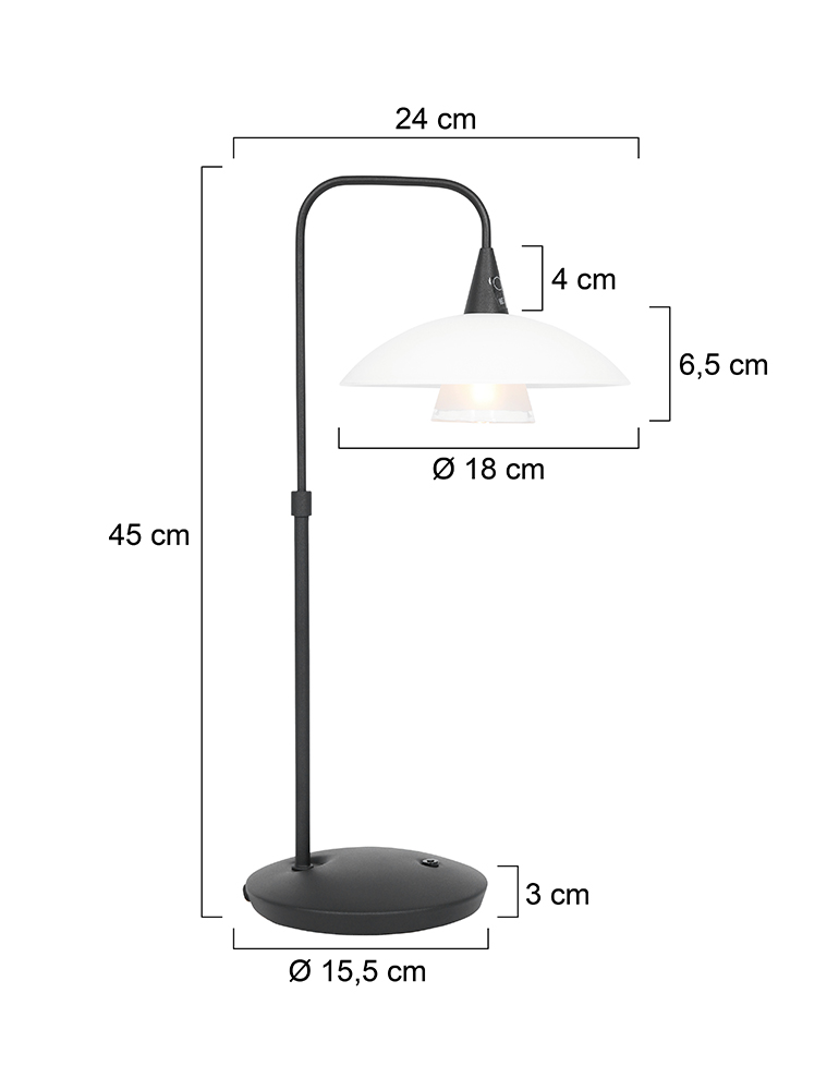 Lampe à pied courbé avec abat-jour en verre Tallerken Steinhauer métal et blanc – Image 6