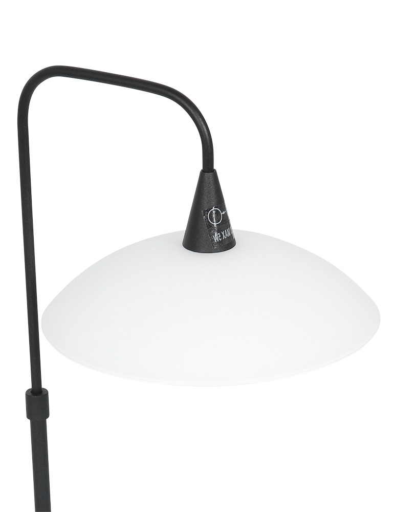 Lampe à pied courbé avec abat-jour en verre Tallerken Steinhauer métal et blanc – Image 7