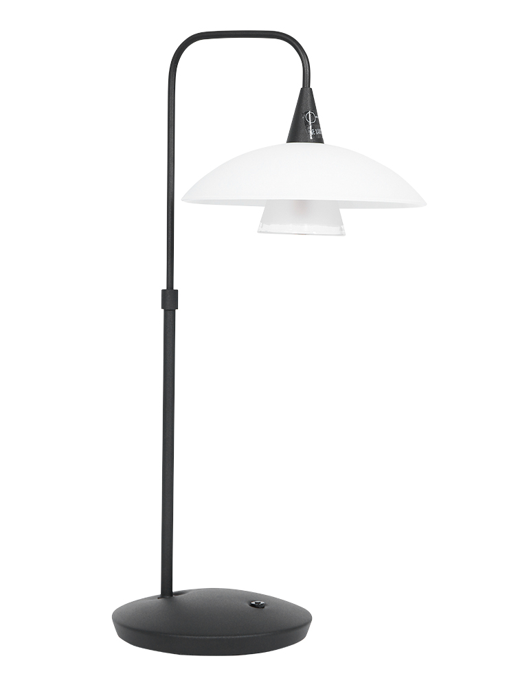 Lampe à pied courbé avec abat-jour en verre Tallerken Steinhauer métal et blanc – Image 9