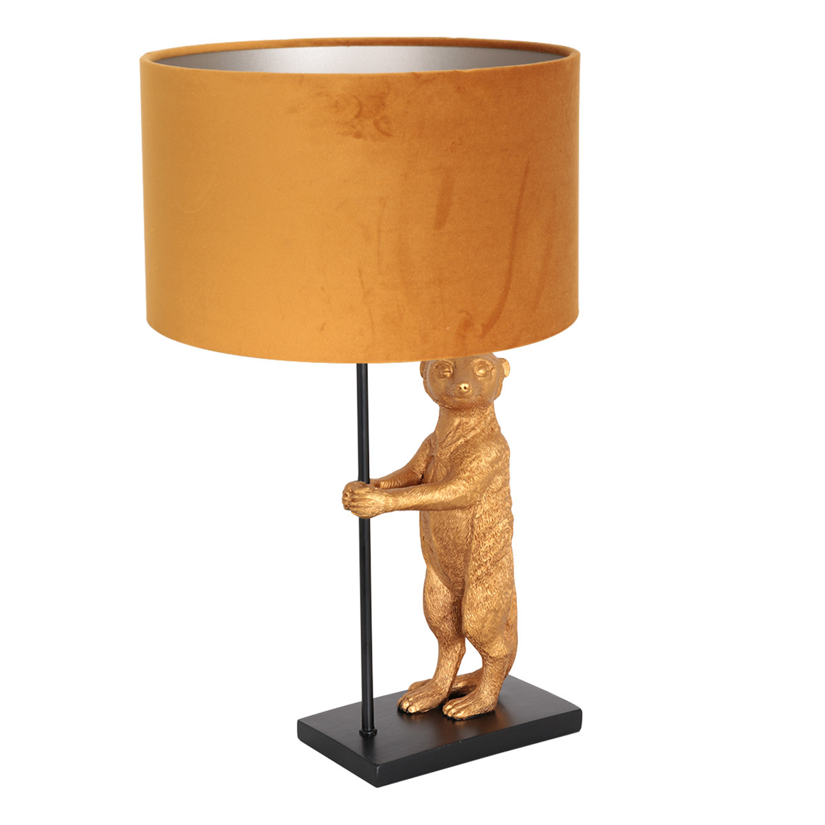 Lampe à poser animal doré Anne Light & Home abat-jour ocre jaune – Image 2