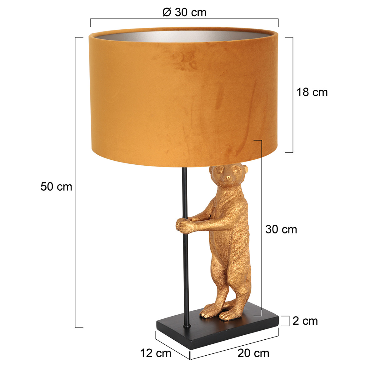 Lampe à poser animal doré Anne Light & Home abat-jour ocre jaune – Image 6