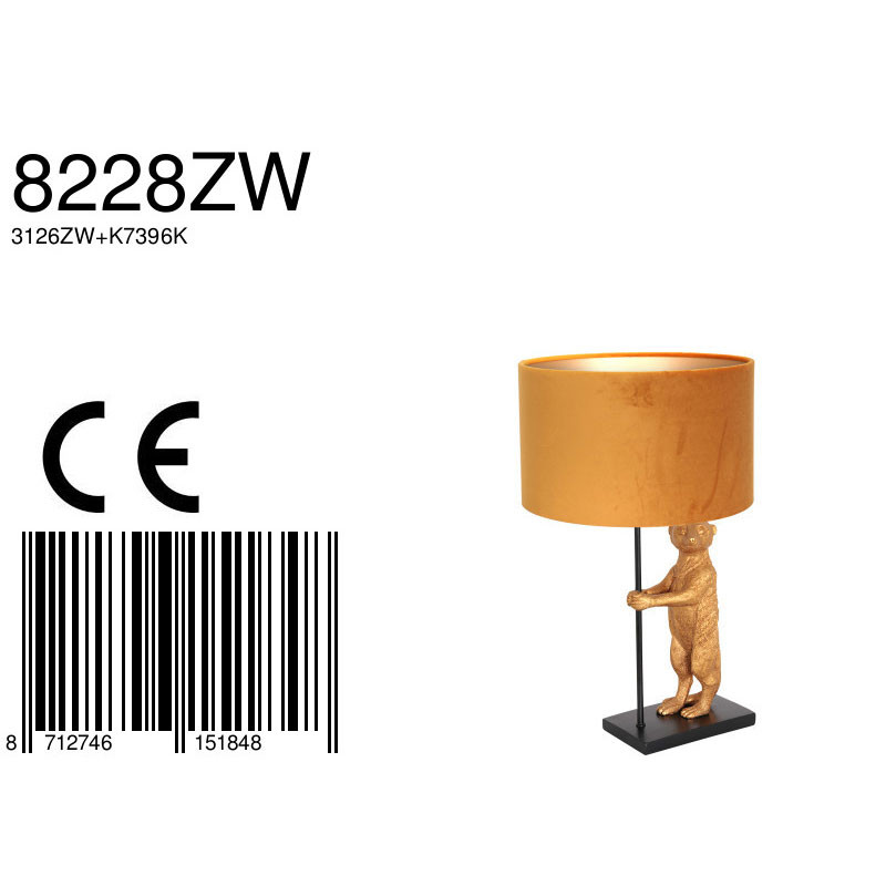 Lampe à poser animal doré Anne Light & Home abat-jour ocre jaune – Image 7