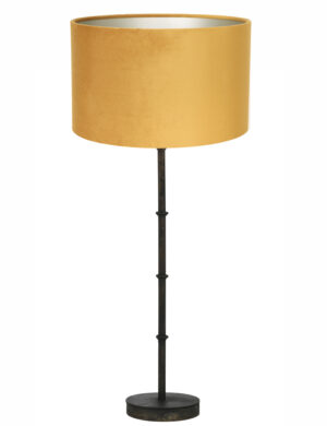 lampe-a-poser-avec-abat-jour-ocre-light-et-living-phuket-noir-7031zw